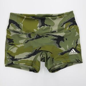 Adidas Women's Stretch Compressive‎ Fit 4 Inch Tight Camo Shorts Green Size M